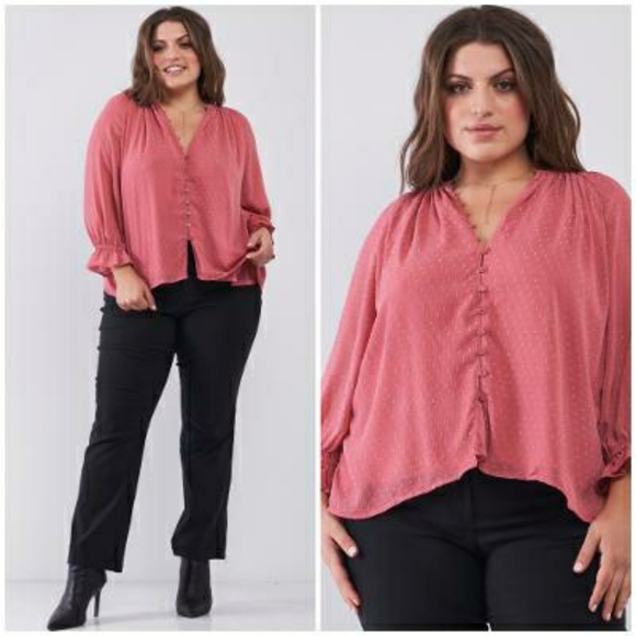 HAUTE CURVE Forever 21 Mauve 3/4 Sleeves Top - Picture 7 of 7